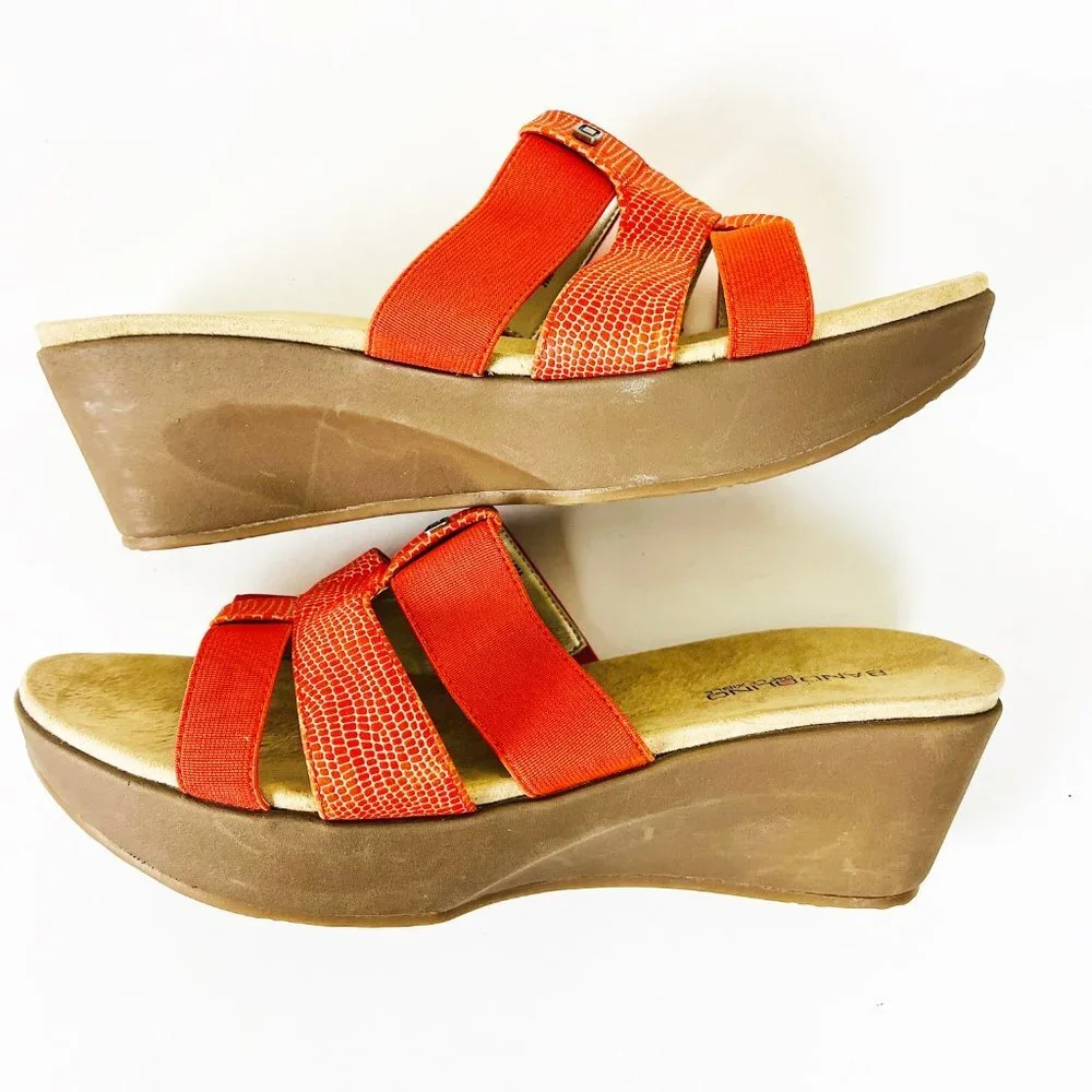 2/$30 NWOT Bandolino Orange Wedge Sandals 10M - Picture 4 of 6